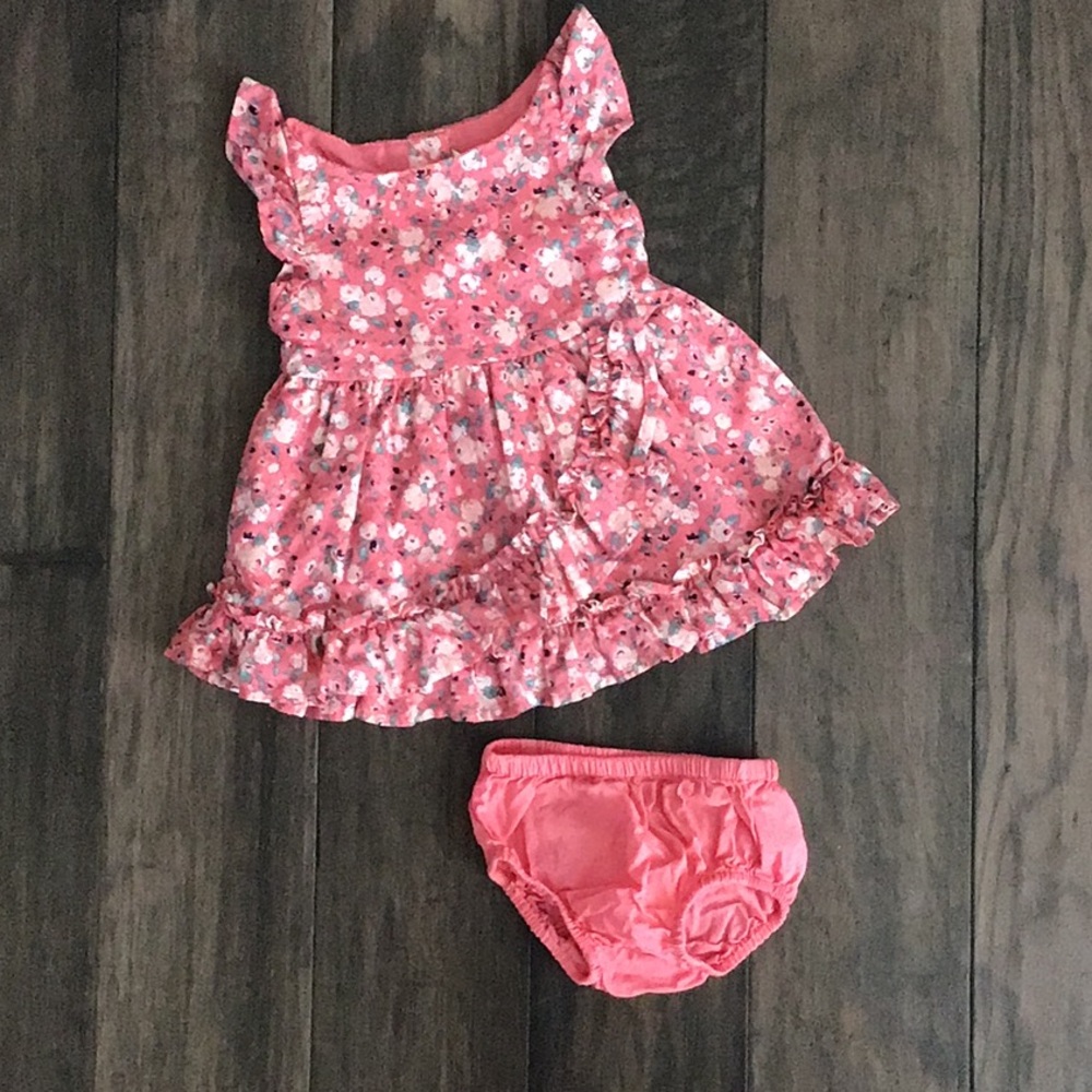 Janie and Jack Floral Pink Dress Set, 3-6 months